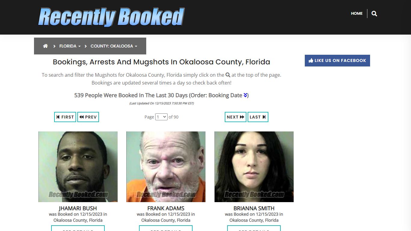Bookings, Arrests and Mugshots in Okaloosa County, Florida